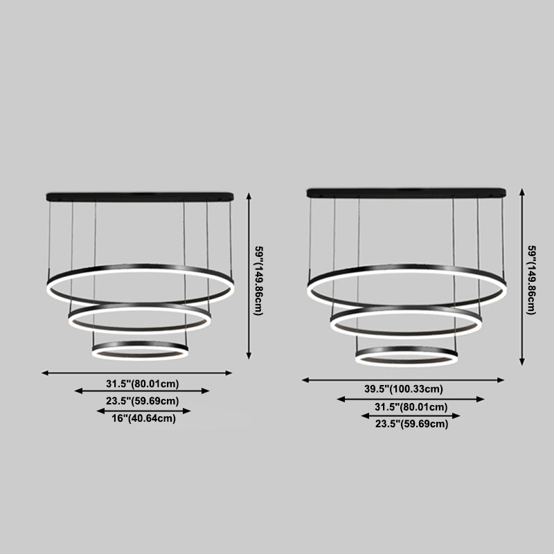 Luces colgantes colgantes de aluminio negro lámparas colgantes modernas para sala de estar