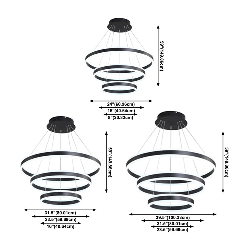 Schwarzstufte Metallkreis Decke Anhänger zeitgenössische Deckenbeleuchtung