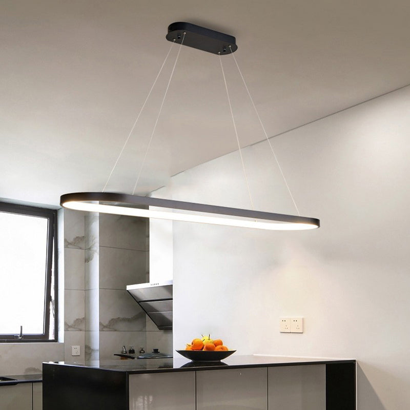 Modern sala da pranzo illuminazione ovale con soffitto a sospensione di metallo lampadario