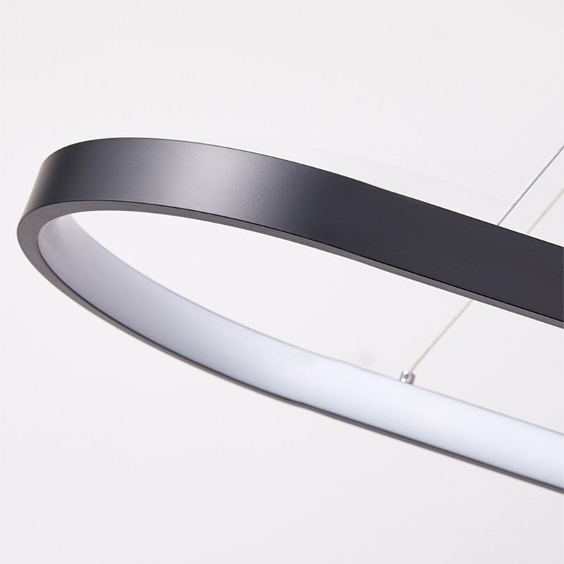 Modern sala da pranzo illuminazione ovale con soffitto a sospensione di metallo lampadario