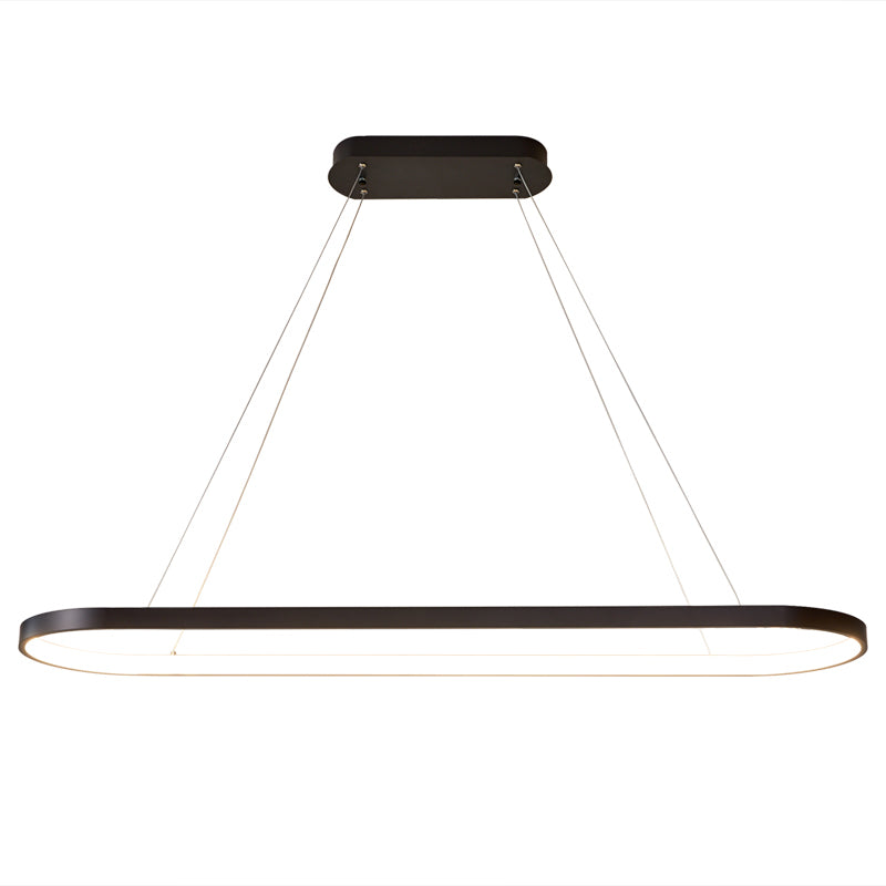 Modern sala da pranzo illuminazione ovale con soffitto a sospensione di metallo lampadario
