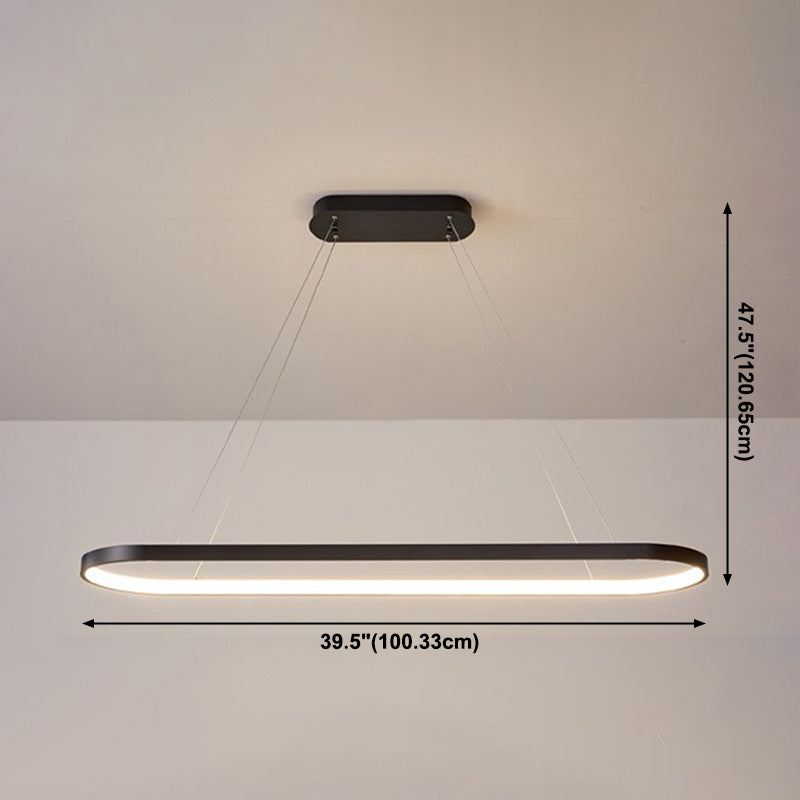 Modern sala da pranzo illuminazione ovale con soffitto a sospensione di metallo lampadario