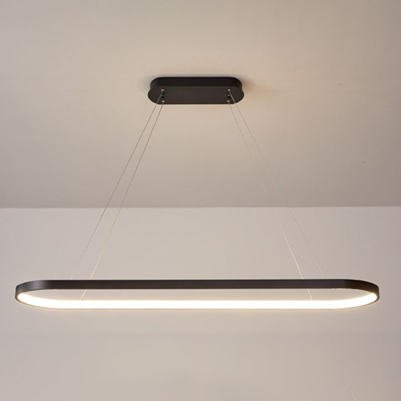 Modern sala da pranzo illuminazione ovale con soffitto a sospensione di metallo lampadario