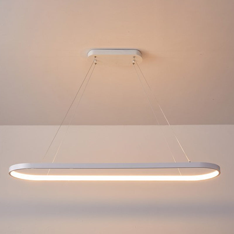 Modern sala da pranzo illuminazione ovale con soffitto a sospensione di metallo lampadario