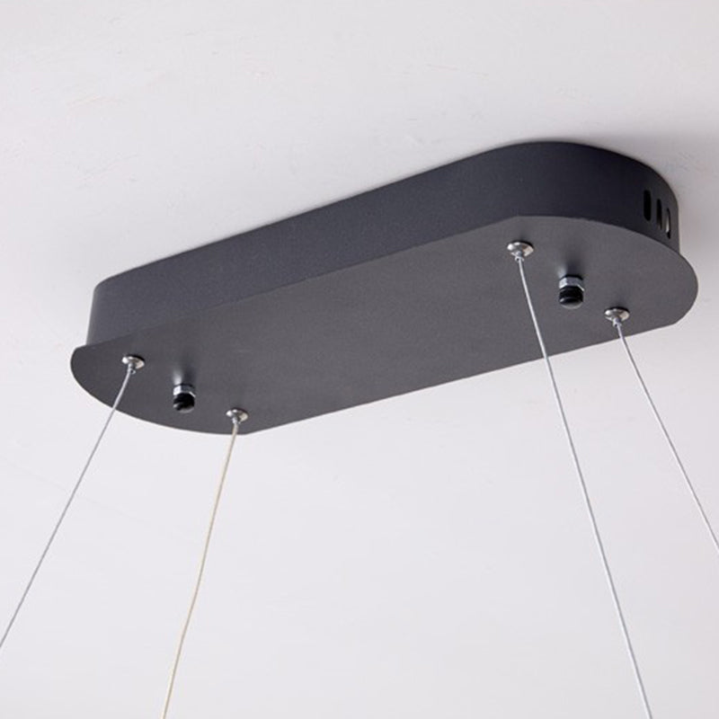 Modern sala da pranzo illuminazione ovale con soffitto a sospensione di metallo lampadario