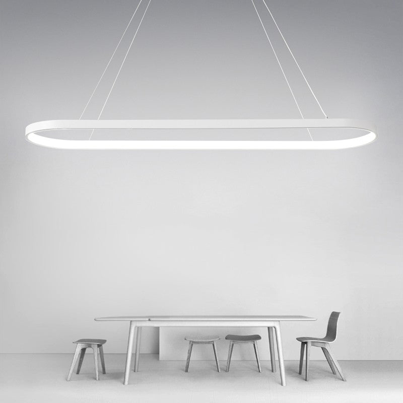 Modern sala da pranzo illuminazione ovale con soffitto a sospensione di metallo lampadario