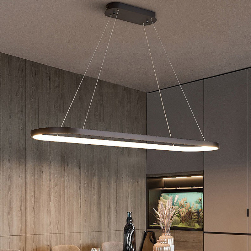 Modern sala da pranzo illuminazione ovale con soffitto a sospensione di metallo lampadario
