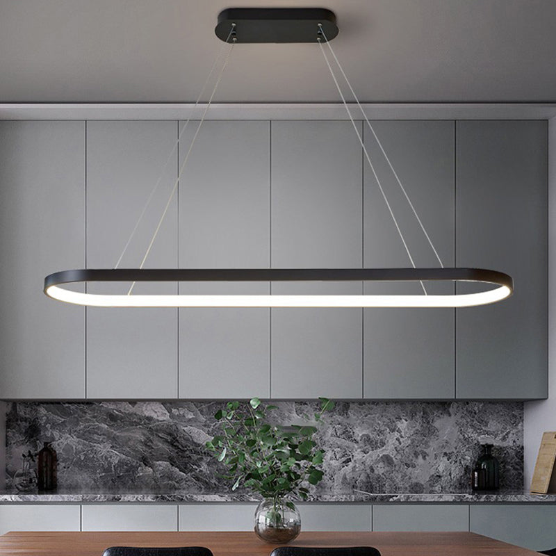 Modern sala da pranzo illuminazione ovale con soffitto a sospensione di metallo lampadario