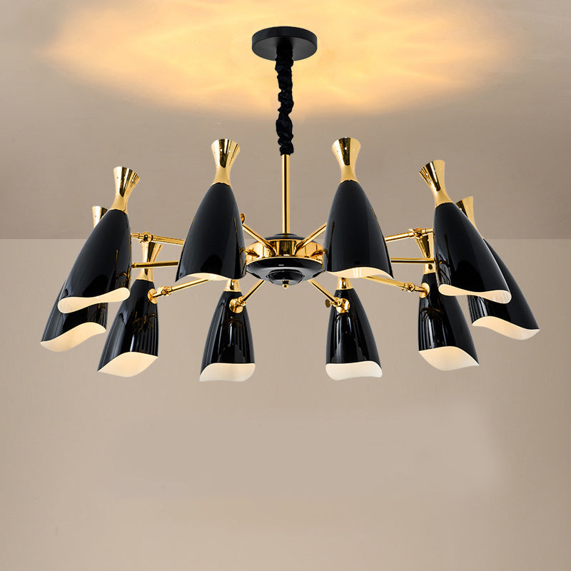 Moderne Luxus -sich verjüngende Anhänger Light Zink Legierung Innenlampe mit Schmiedeeisenschatten