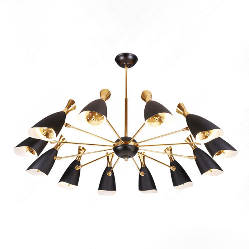 Moderne Luxus -sich verjüngende Anhänger Light Zink Legierung Innenlampe mit Schmiedeeisenschatten