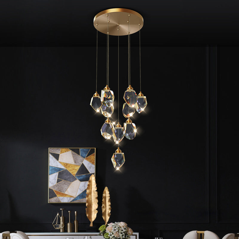 Zeitgenössische LED Hanging Deckenleuchte Kristall geometrische Deckenleuchte