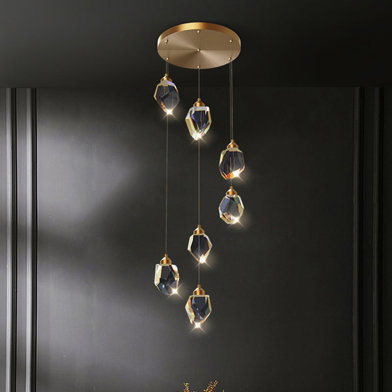 Zeitgenössische LED Hanging Deckenleuchte Kristall geometrische Deckenleuchte