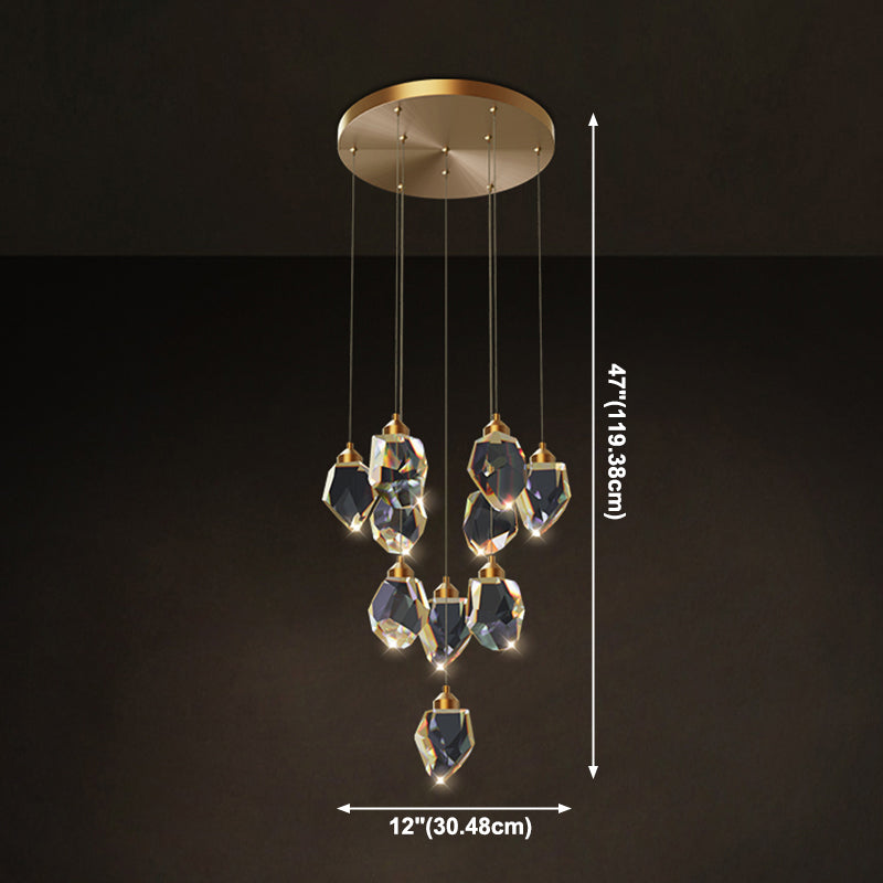 Zeitgenössische LED Hanging Deckenleuchte Kristall geometrische Deckenleuchte