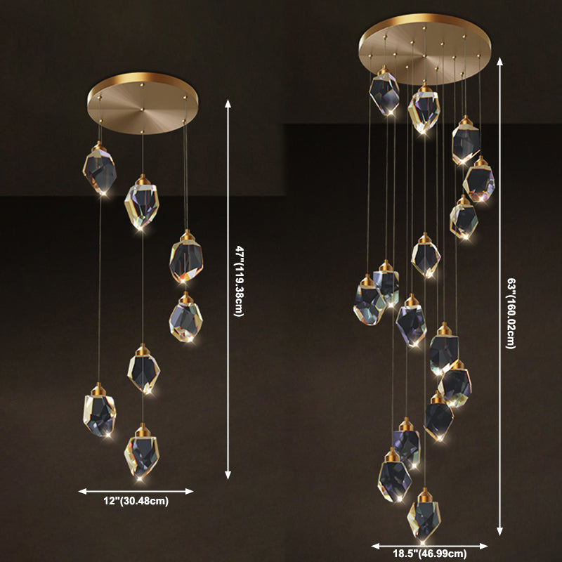 Zeitgenössische LED Hanging Deckenleuchte Kristall geometrische Deckenleuchte