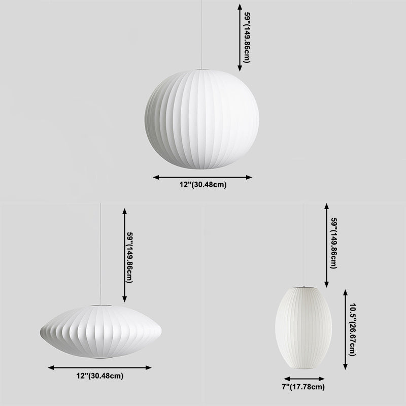 Modern Style White Hanging Lamps Fixtures Fabric 1-Light Ceiling Pendant Lighting