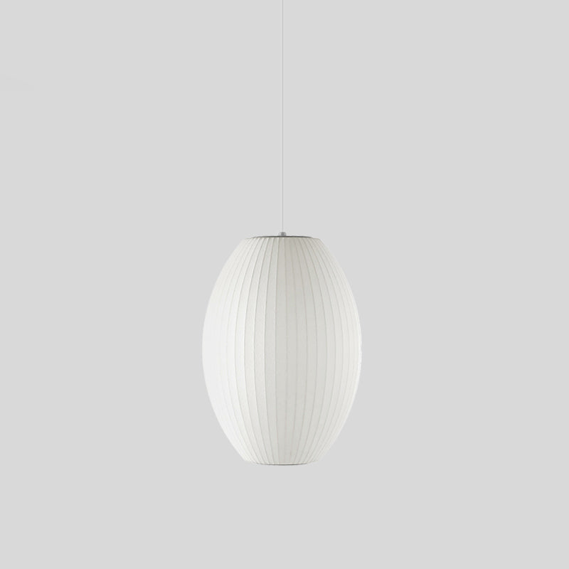 Modern Style White Hanging Lamps Fixtures Fabric 1-Light Ceiling Pendant Lighting