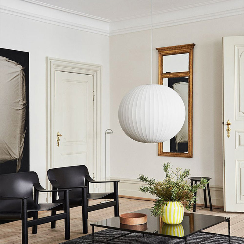 Modern Style White Hanging Lamps Fixtures Fabric 1-Light Ceiling Pendant Lighting