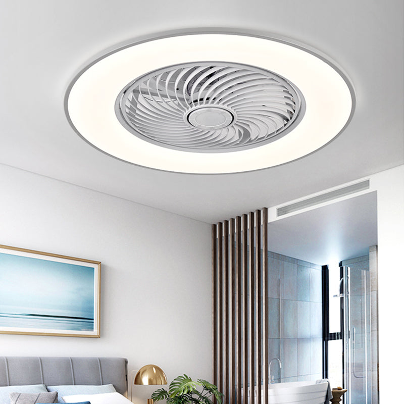 Acrylkreis -LED -Deckenventilatoren im modernen prägnanten Stil Schmiedeeisen Deckenelement für Schlafzimmer