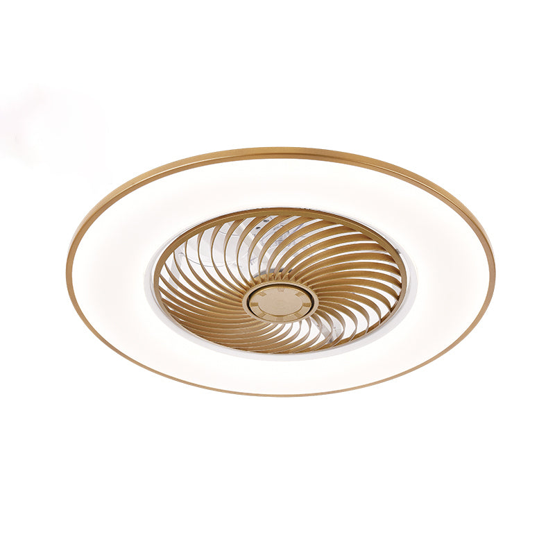 Acrylkreis -LED -Deckenventilatoren im modernen prägnanten Stil Schmiedeeisen Deckenelement für Schlafzimmer