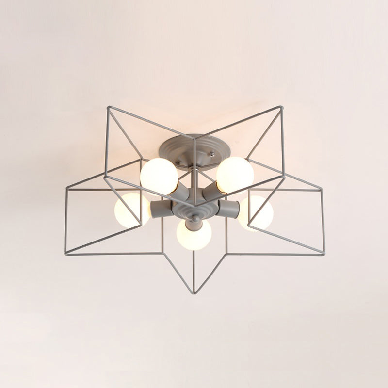 Five Stars Semi Flush Light Fixtures Semi Flush Ceiling Lights Contemporary Metal 5 Light