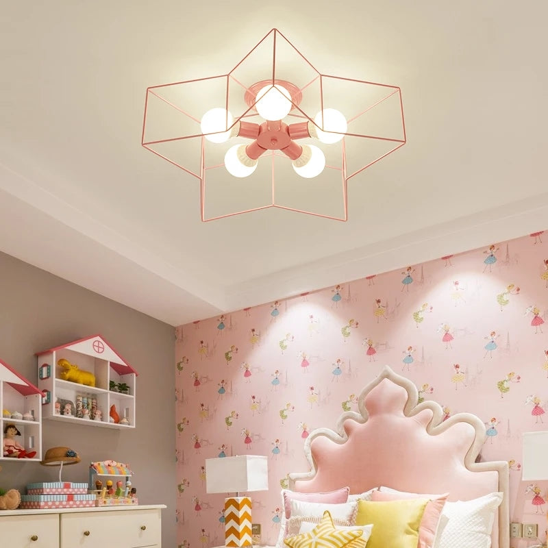 Five Stars Semi Flush Light Fixtures Semi Flush Ceiling Lights Contemporary Metal 5 Light