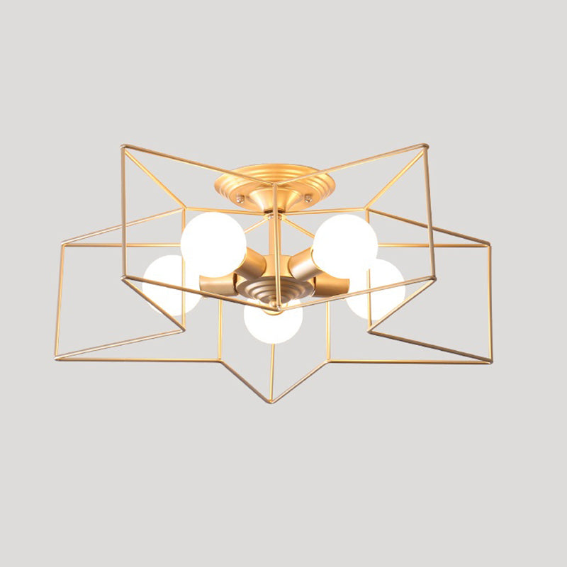 Five Stars Semi Flush Light Fixtures Semi Flush Ceiling Lights Contemporary Metal 5 Light