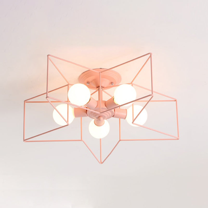 Five Stars Semi Flush Light Fixtures Semi Flush Ceiling Lights Contemporary Metal 5 Light