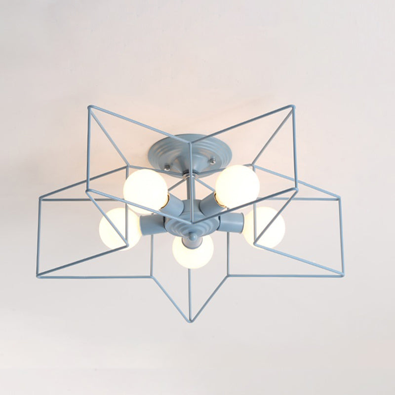 Five Stars Semi Flush Light Fixtures Semi Flush Ceiling Lights Contemporary Metal 5 Light