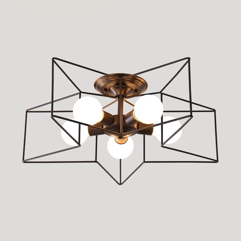 Five Stars Semi Flush Light Fixtures Semi Flush Ceiling Lights Contemporary Metal 5 Light