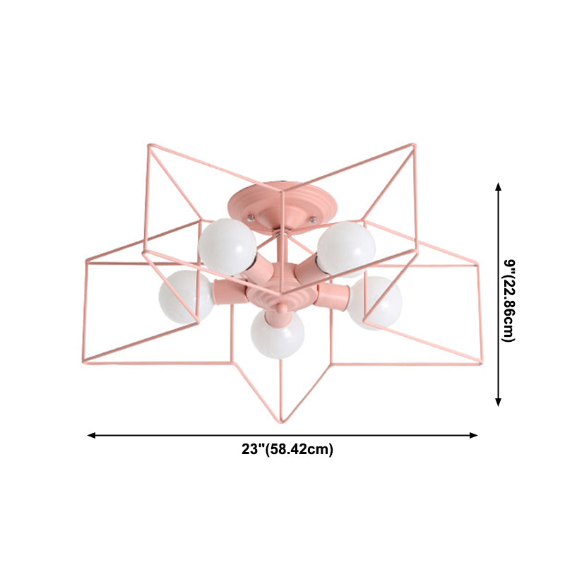 Five Stars Semi Flush Light Fixtures Semi Flush Ceiling Lights Contemporary Metal 5 Light