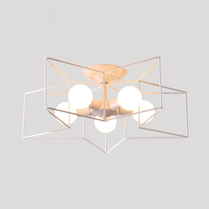 Five Stars Semi Flush Light Fixtures Semi Flush Ceiling Lights Contemporary Metal 5 Light