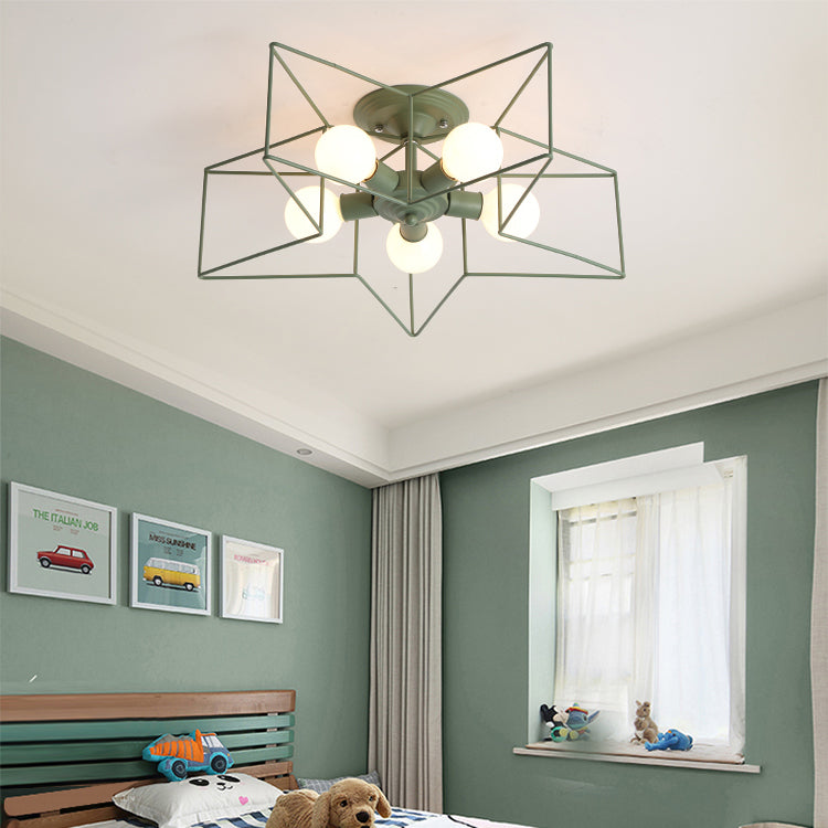 Five Stars Semi Flush Light Fixtures Semi Flush Ceiling Lights Contemporary Metal 5 Light