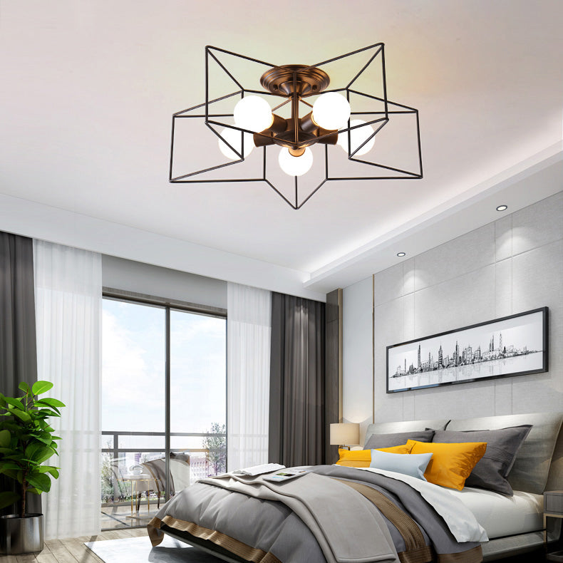 Five Stars Semi Flush Light Fixtures Semi Flush Ceiling Lights Contemporary Metal 5 Light