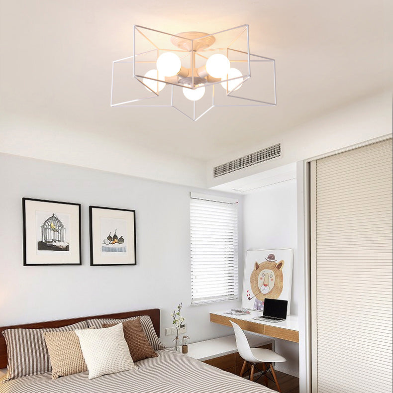 Five Stars Semi Flush Light Fixtures Semi Flush Ceiling Lights Contemporary Metal 5 Light
