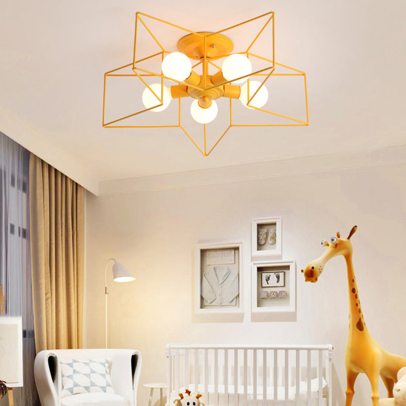Five Stars Semi Flush Light Fixtures Semi Flush Ceiling Lights Contemporary Metal 5 Light