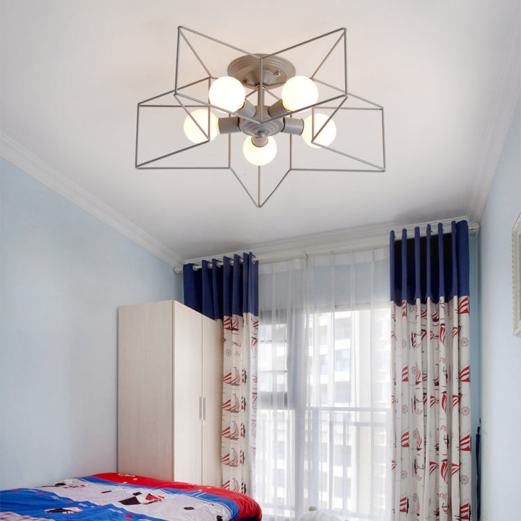 Five Stars Semi Flush Light Fixtures Semi Flush Ceiling Lights Contemporary Metal 5 Light