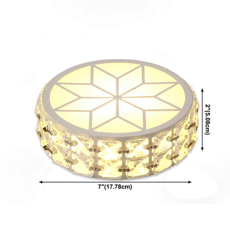 Modern Crystal Flush Mount Light Fixtures 1-Light LED Flush Mount with Hole 2-3.5'' Dia