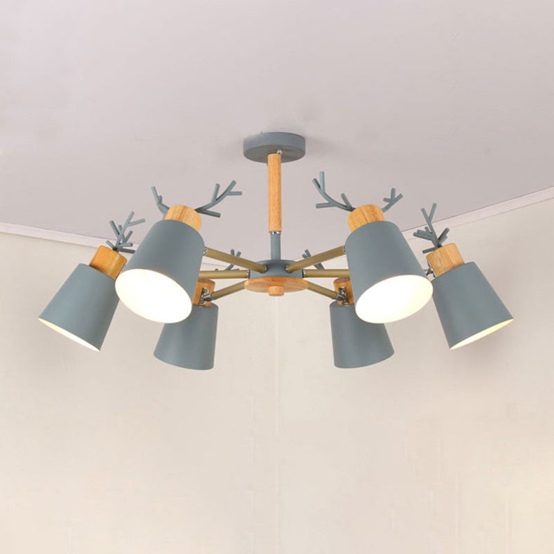 Moderne kreative makkaron Anhänger helle hölzerne geometrische Hanglampe mit Schmiedeeisenschatten