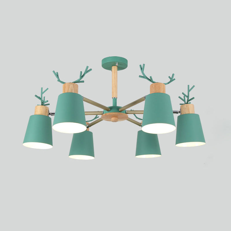 Moderne kreative makkaron Anhänger helle hölzerne geometrische Hanglampe mit Schmiedeeisenschatten