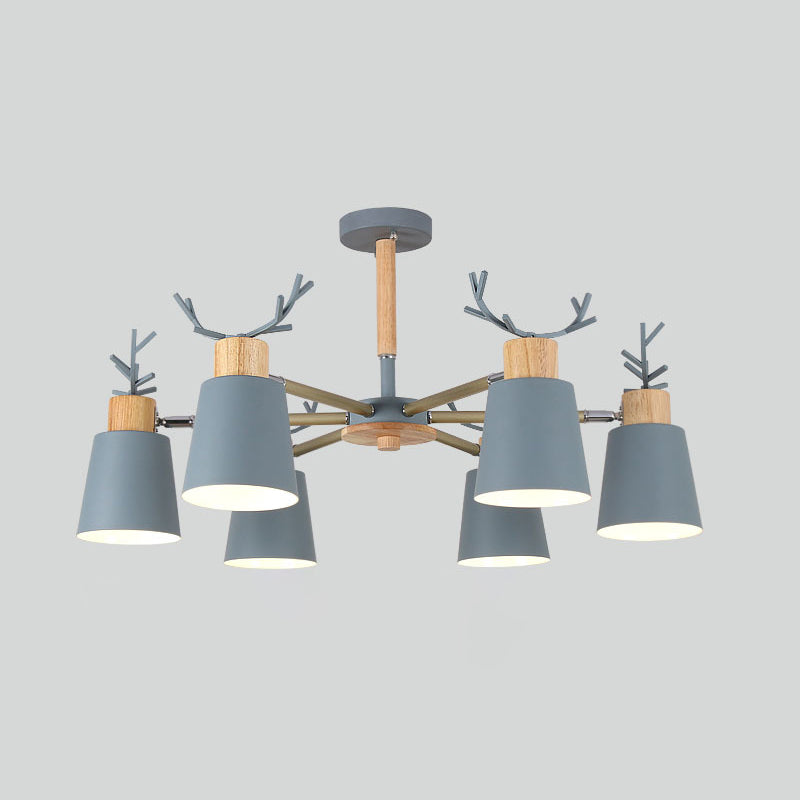 Moderne kreative makkaron Anhänger helle hölzerne geometrische Hanglampe mit Schmiedeeisenschatten