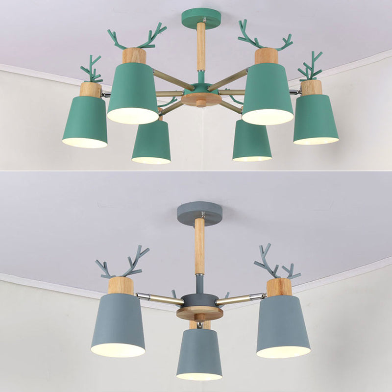 Moderne kreative makkaron Anhänger helle hölzerne geometrische Hanglampe mit Schmiedeeisenschatten