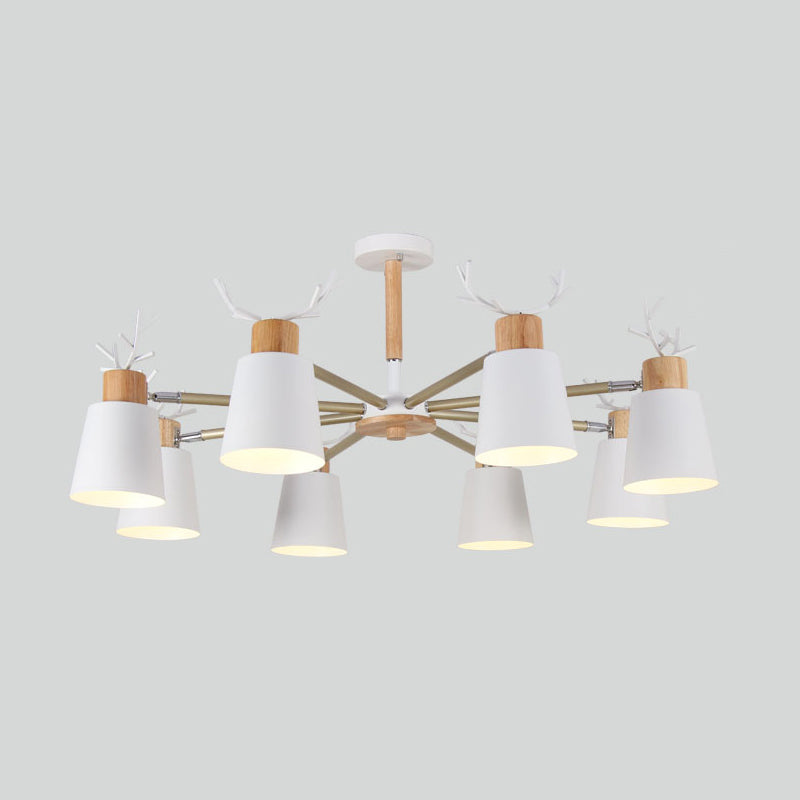 Moderne kreative makkaron Anhänger helle hölzerne geometrische Hanglampe mit Schmiedeeisenschatten