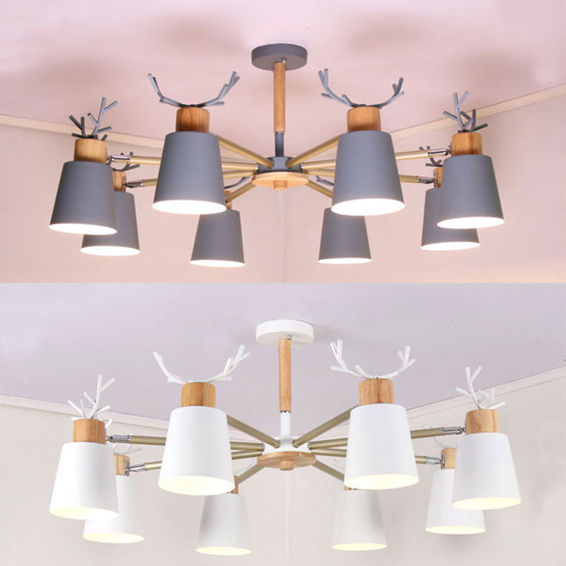 Moderne kreative makkaron Anhänger helle hölzerne geometrische Hanglampe mit Schmiedeeisenschatten