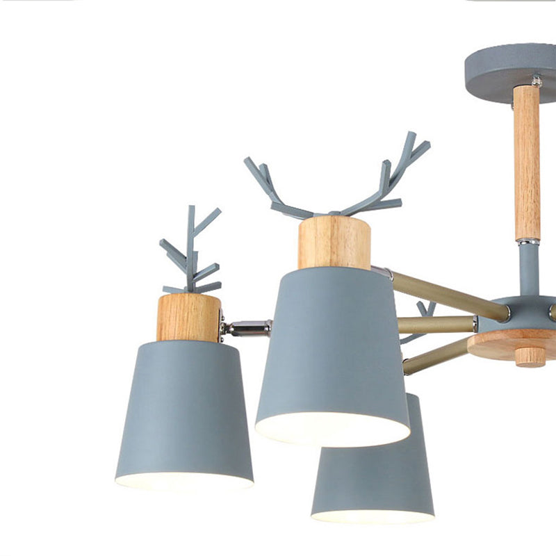 Moderne kreative makkaron Anhänger helle hölzerne geometrische Hanglampe mit Schmiedeeisenschatten