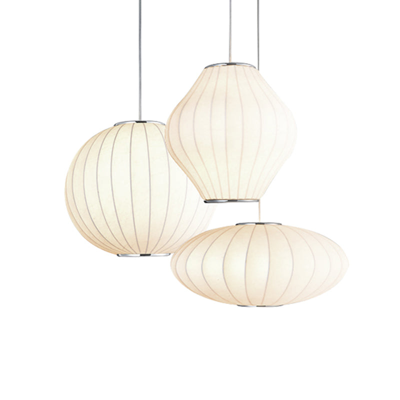 1-Light Fabric Hanging Ceiling Lights Modern Style White Ceiling Pendant Lighting