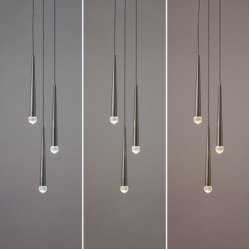 Lámpara de suspensión de techo cónico de estilo de cristal de estilo moderno