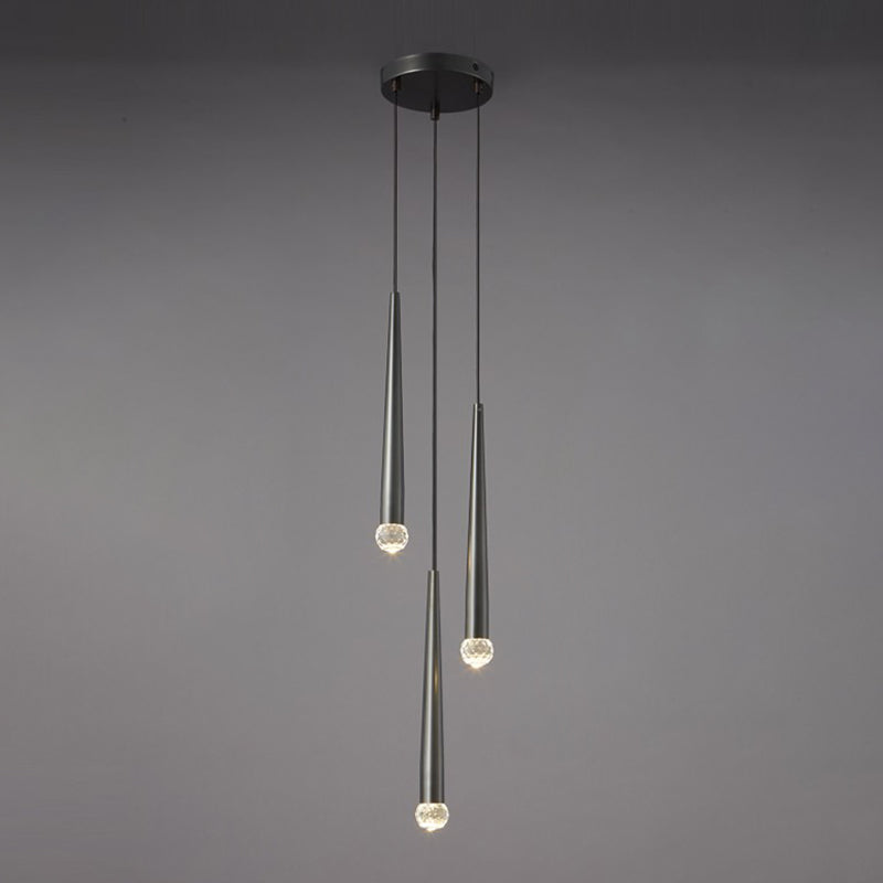 Lámpara de suspensión de techo cónico de estilo de cristal de estilo moderno