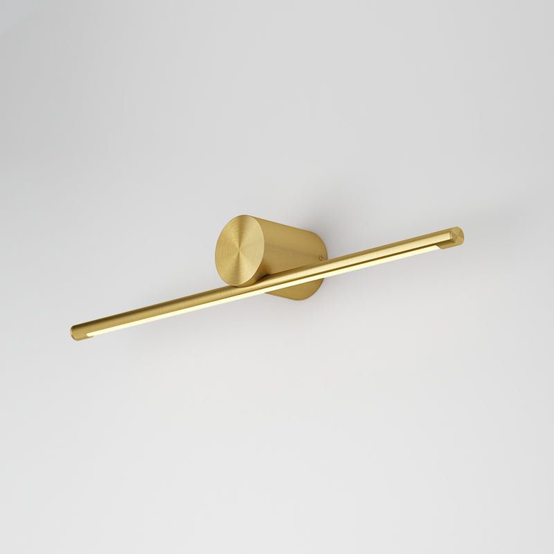 1-Light Linear Shade Wall Sconce Post-Modern Style Mirror Wall Lighting in Brass