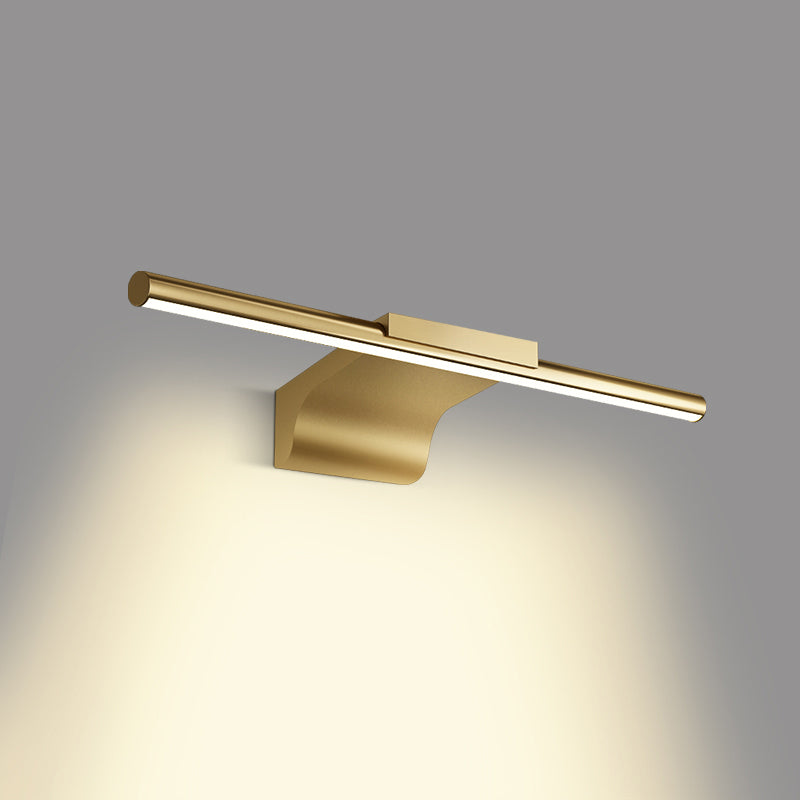 1-Light Linear Shade Wall Sconce Post-Modern Style Mirror Wall Lighting in Brass