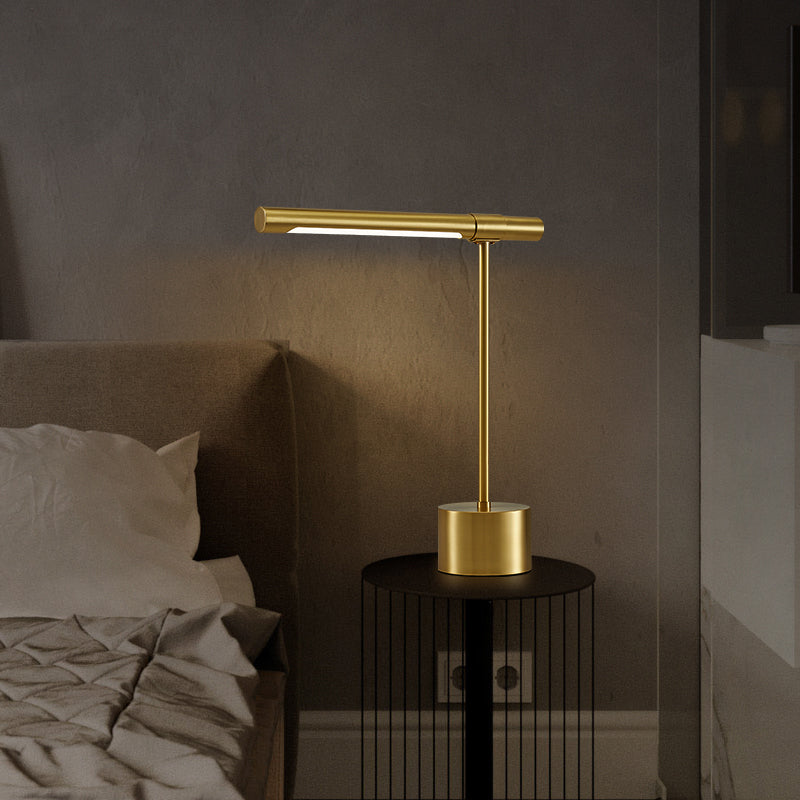 Linear Table Lamp Mid Century Modern Metal 1 Light Table Light in Gold